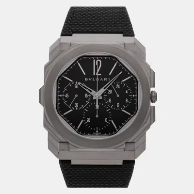 Pre-owned Bvlgari Octo Finissimo 103371 Black Titanium Automatic Men Wristwatch 42mm