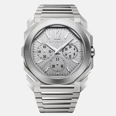Pre-owned Bvlgari Octo Finissimo 103661 Automatic Silver Stainless Steel Men's Wristwatch 43 Mm