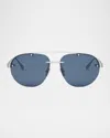 Bvlgari Octo Finissimo Sunglasses In Matte Palladium Blue