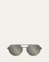Bvlgari Octo Geometric Sunglasses In Matte Light Ruthenium / Smoke Mirror