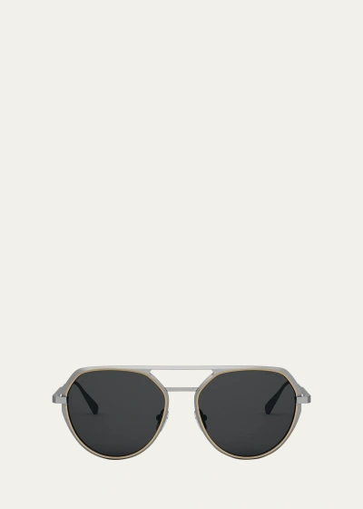 Bvlgari Octo Geometric Sunglasses In Ruthenium Dark Grey