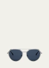Bvlgari Octo Geometric Sunglasses In Matte Palladium /