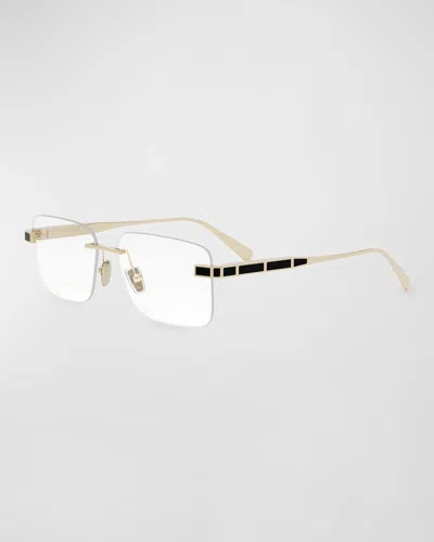Bvlgari Octo Rectangular Eyeglasses In Metallic