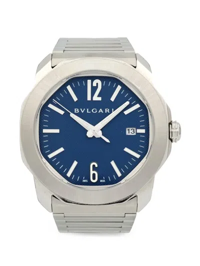 Pre-owned Bvlgari Octo Roma 41mm Watch In Blue
