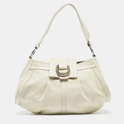 Pre-owned Bvlgari Off White Leather Chandra Shoulder Bag