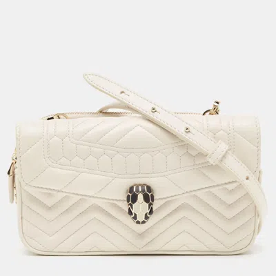 Bvlgari Offquilted Leather Serpenti Forever Convertible Belt Bag In White