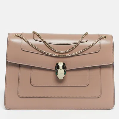 Pre-owned Bvlgari Old Rose Leather Medium Serpenti Forever Shoulder Bag In Pink