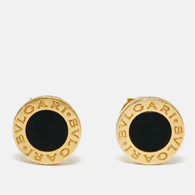 Pre-owned Bvlgari Onyx 18k Yellow Gold Stud Earrings