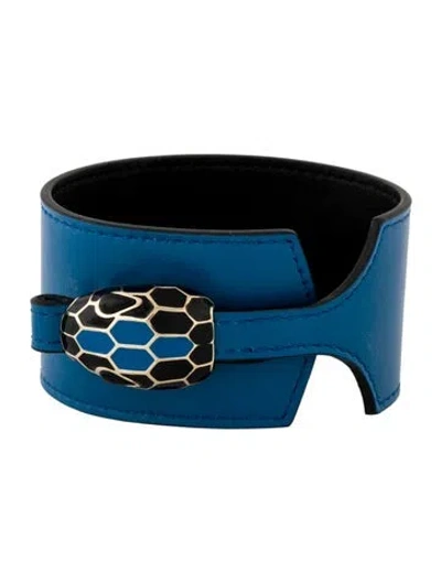 Pre-owned Bvlgari Onyx, Enamel, & Leather Wide Wrap Bracelet In Multi