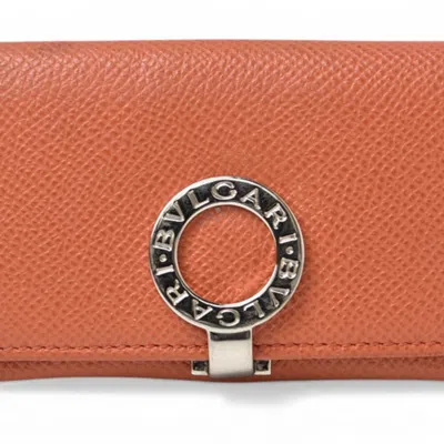 Pre-owned Bvlgari Orange Leather Coin Purse/coin Case ()
