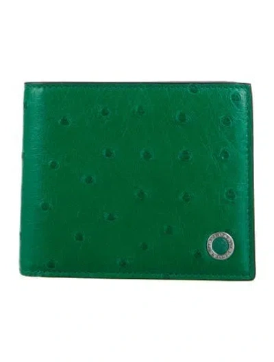Pre-owned Bvlgari Ostrich Wallet W/ Tags In Green