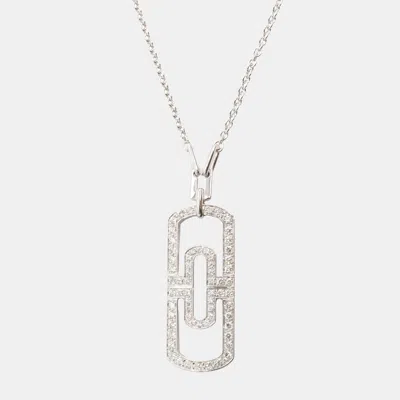 Pre-owned Bvlgari Parentesi 18k White Gold And Diamond Pendant Necklace