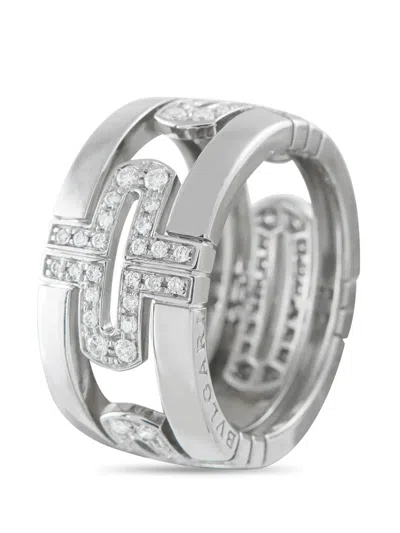 Pre-owned Bvlgari Parentesi Diamond Ring In Silver