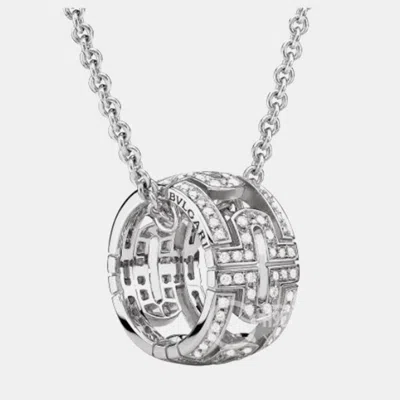 Pre-owned Bvlgari Parentesi Necklace 18k White Gold Full Diamonds