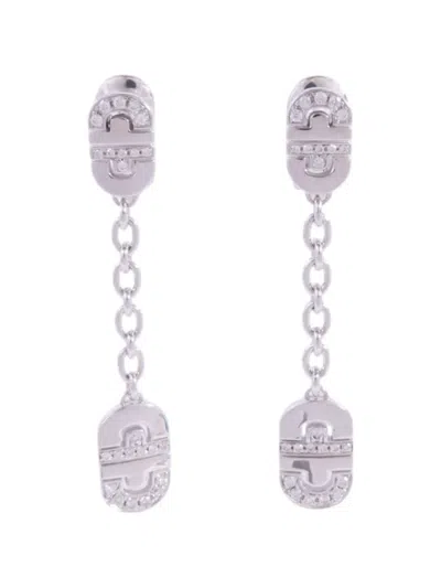 Pre-owned Bvlgari Parentesi Pop Diamond Earrings In Silver