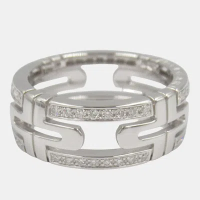 Pre-owned Bvlgari Parentesi Small 18k White Gold Diamond Ring Eu54