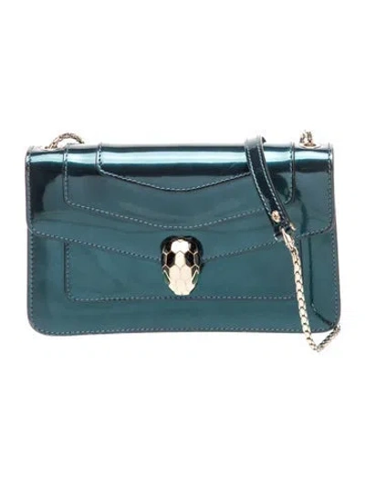 Pre-owned Bvlgari Patent Leather Clutch In Blue