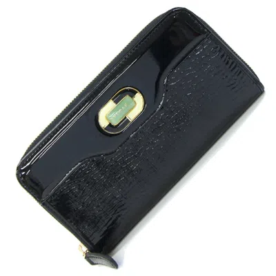 Pre-owned Bvlgari Patent Leather Long Wallet (bi-fold) () In Black