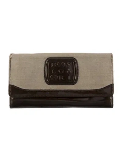Pre-owned Bvlgari Patent Leather Printed Continental Wallet In Neutral
