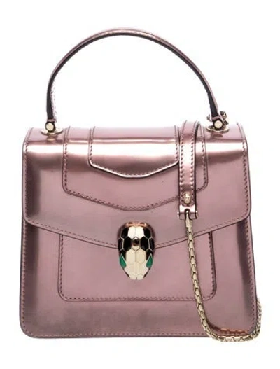 Pre-owned Bvlgari Patent Leather Serpenti Forever In Metallic/pink