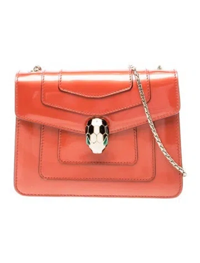 Pre-owned Bvlgari Patent Leather Serpenti Forever In Orange