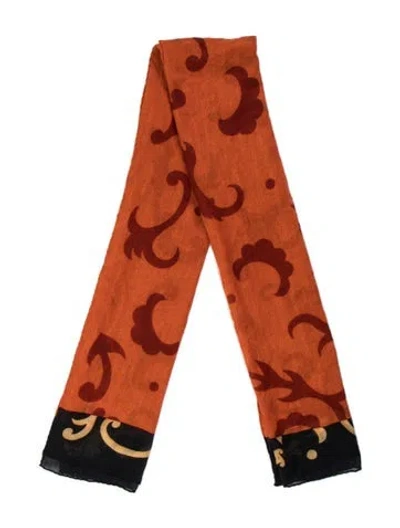 Pre-owned Bvlgari Patterned Scarf In Black/orange