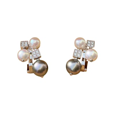 Pre-owned Bvlgari Pearl And Diamond Clip-on Earrings, 2010s In Multi