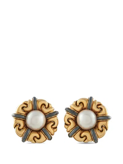 Pre-owned Bvlgari Pearl Yellow Gold Clip-on Earrings