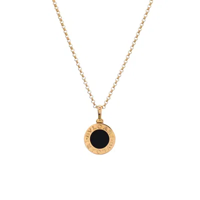 Bvlgari Pendant Necklace 18k Yellow Gold With Onyx In Black