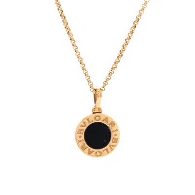 Bvlgari Pendant Necklace 18k Yellow Gold With Onyx In Black