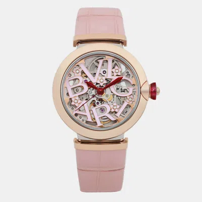Pre-owned Bvlgari Pink 18k Rose Gold Lucea Lup33sg Quartz Women's Wristwatch 33 Mm