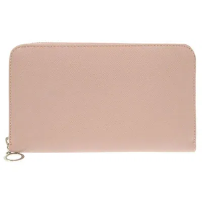 Pre-owned Bvlgari Pink Beige Leather Long Wallet (bi-fold) ()