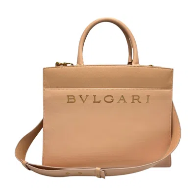Pre-owned Bvlgari Pink Beige Leather Shoulder Bag Tote Bag ()