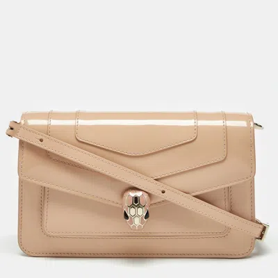 Pre-owned Bvlgari Pink Brushed Leather Serpenti Forever East West Shoulder Bag