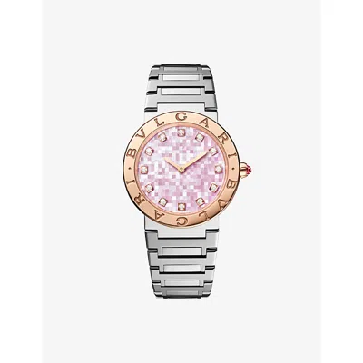 Bvlgari Pink   Lady 18ct Rose Gold And Stainless-steel Quartz Watch