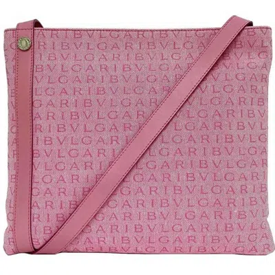 Pre-owned Bvlgari Pink Canvas Leather Shoulder Bag ()