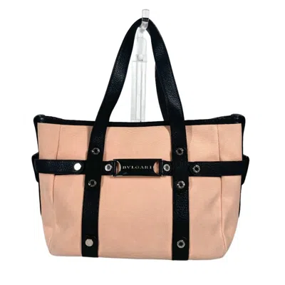 Pre-owned Bvlgari Pink Canvas Leather Shoulder Bag Tote Bag () In Multi