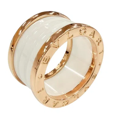 Pre-owned Bvlgari Pink Gold White Pink Gold (18k) Ceramic Band Ring () In Pink Gold, White