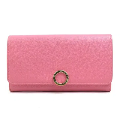 Pre-owned Bvlgari Pink Leather Long Wallet (bi-fold) ()