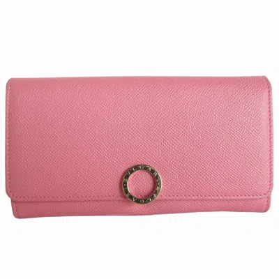 Pre-owned Bvlgari Pink Leather Long Wallet (bi-fold) ()