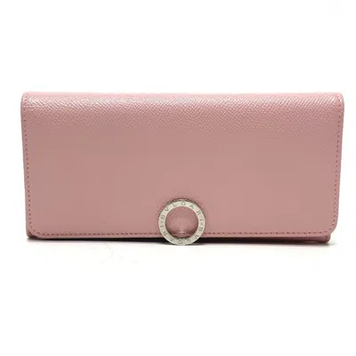 Pre-owned Bvlgari Pink Leather Long Wallet (bi-fold) ()