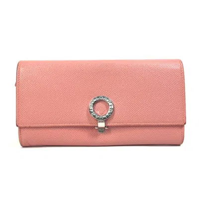 Pre-owned Bvlgari Pink Leather Long Wallet (bi-fold) ()