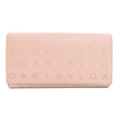Pre-owned Bvlgari Pink Leather Long Wallet (bi-fold) ()
