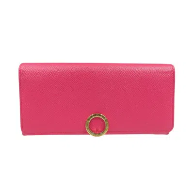 Pre-owned Bvlgari Pink Leather Long Wallet (bi-fold) ()