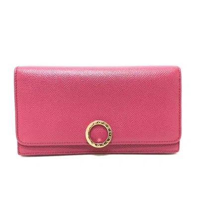 Pre-owned Bvlgari Pink Leather Long Wallet (bi-fold) ()
