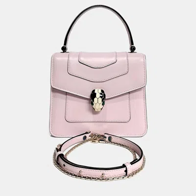 Pre-owned Bvlgari Pink Leather Serpenti Tote And Shoulder Bag