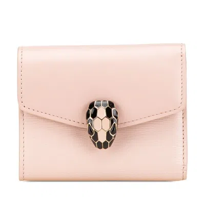 Pre-owned Bvlgari Pink Leather Wallet (tri-fold) ()
