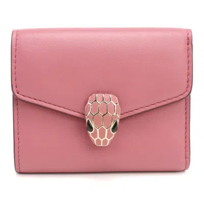Pre-owned Bvlgari Pink Leather Wallet (tri-fold) ()