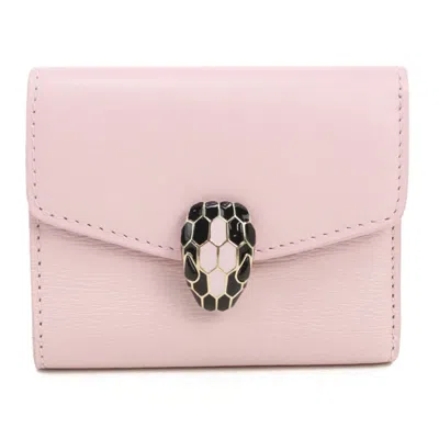 Pre-owned Bvlgari Pink Leather Wallet (tri-fold) ()