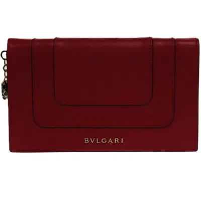Pre-owned Bvlgari Pink Red Color Leather Wallet (bi-fold) () In Multi